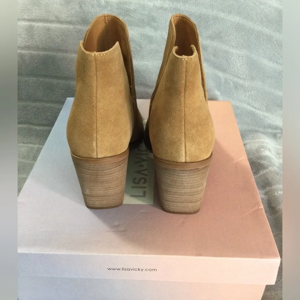 Lisa Vicky Saddle Split Block Heeled Tan Ankle Boots